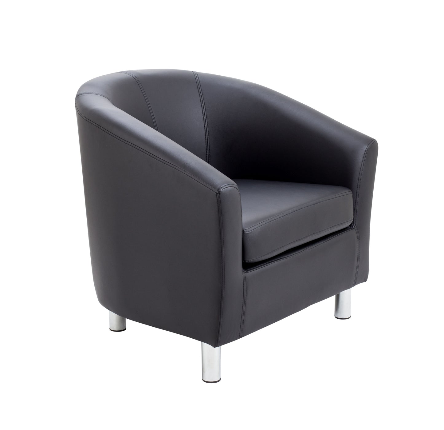 Tub|Leather Look Armchair with Metal Feet|Black