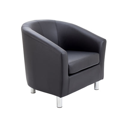 Tub|Leather Look Armchair with Metal Feet|Black