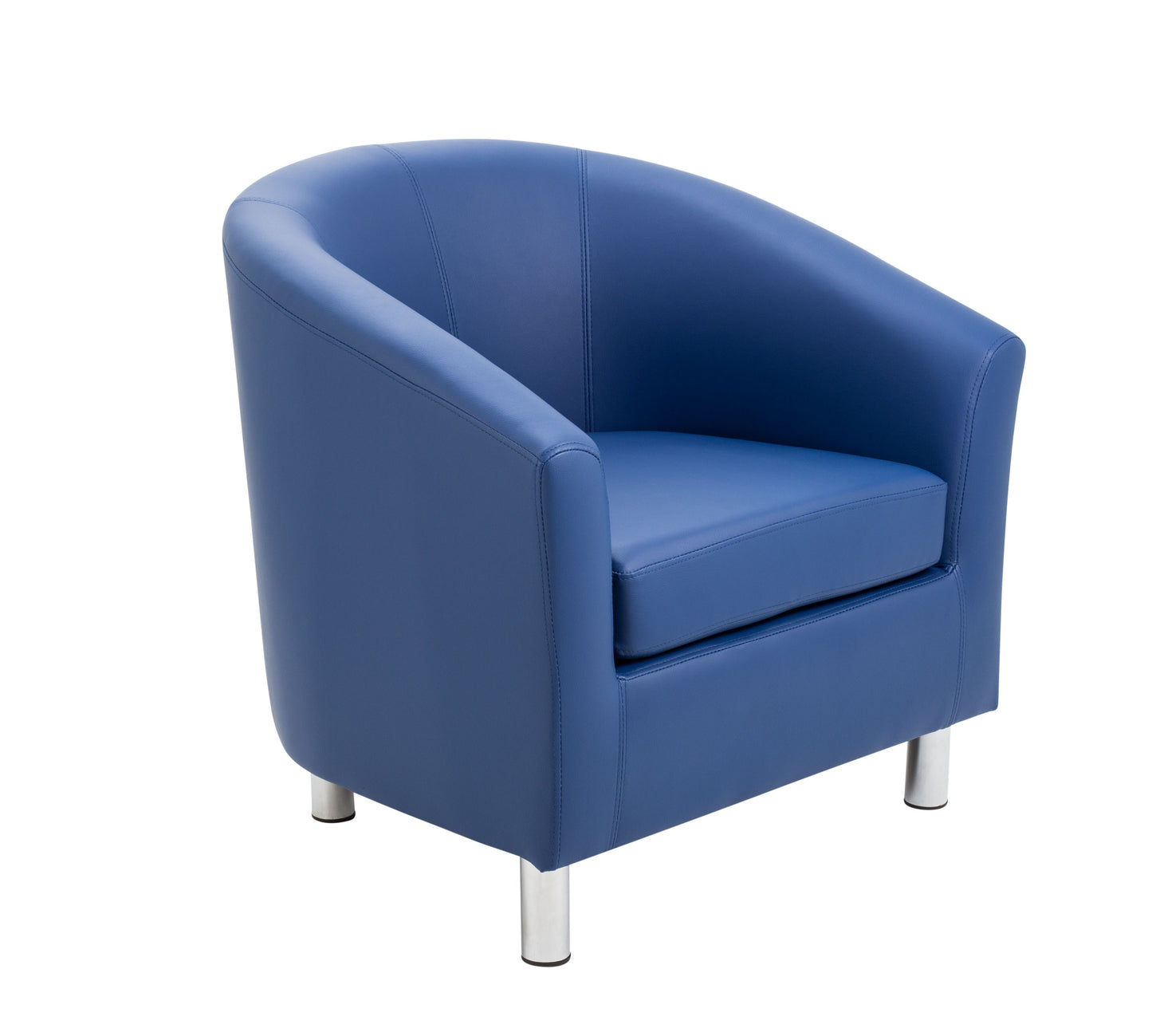 Tub|Leather Look Armchair with Metal Feet|Dark Blue