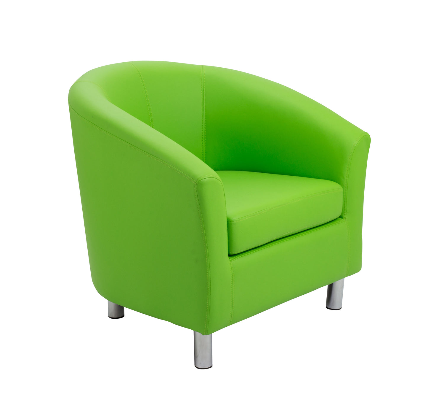 Tub|Leather Look Armchair with Metal Feet|Lime