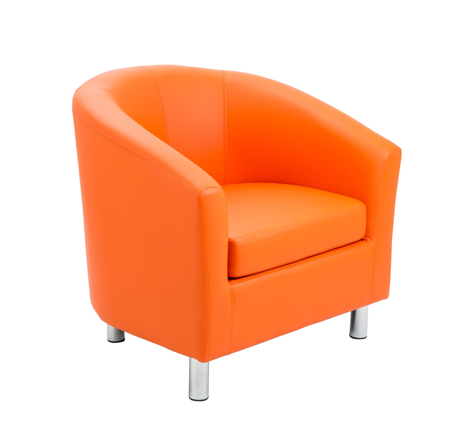 Tub|Leather Look Armchair with Metal Feet|Orange