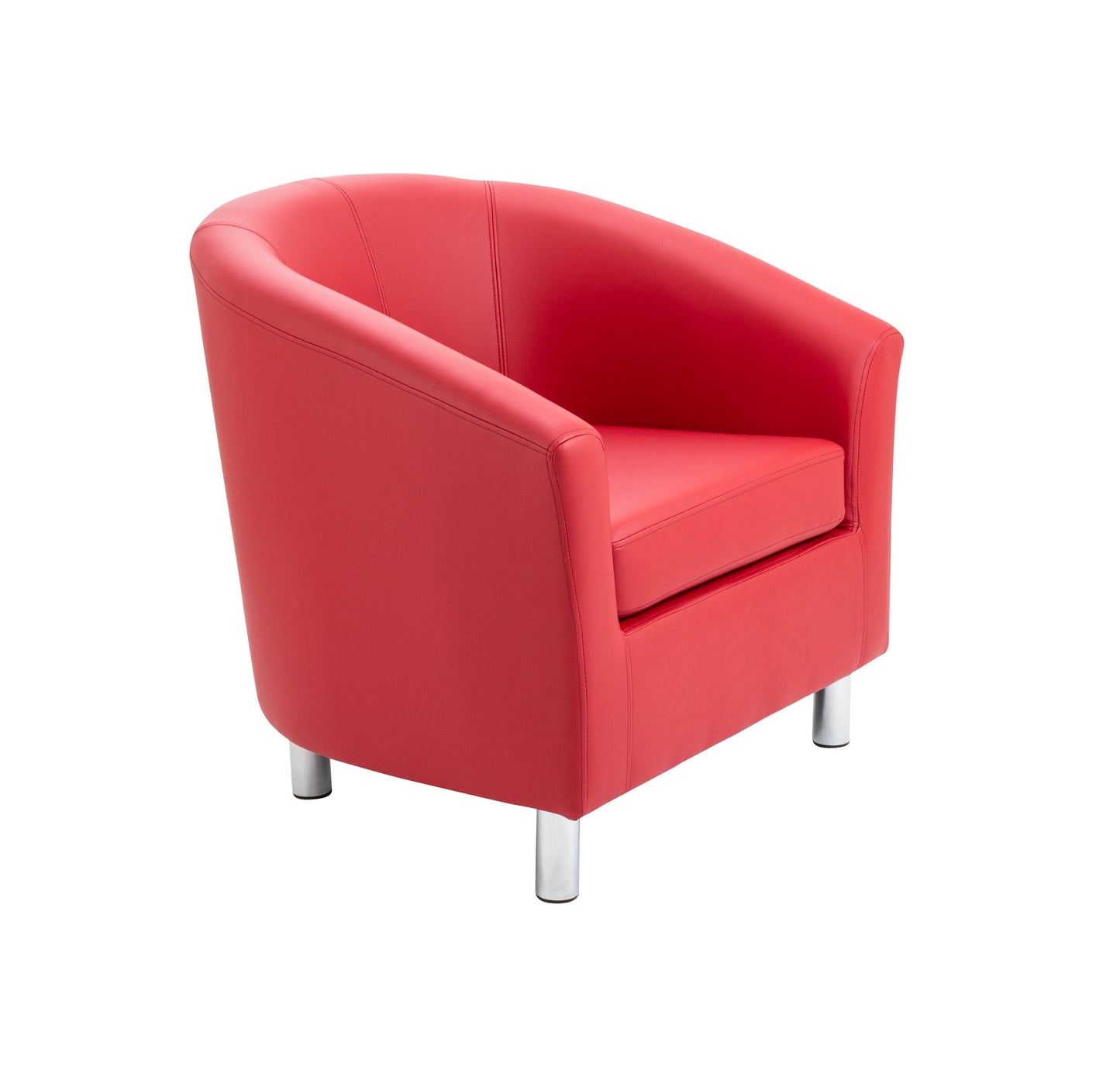 Tub|Leather Look Armchair with Metal Feet|Red