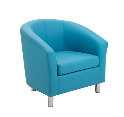 Tub|Leather Look Armchair with Metal Feet|Sky Blue