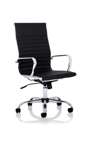 Nola Black Leather Executive Office Chair with Arms