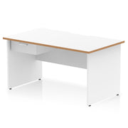 Impulse Scalloped Edge Panel End Straight Desk Frame With Single One Drawer Fixed Pedestal