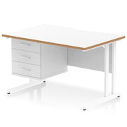 Impulse Scalloped Edge 1200mm Cantilever Straight Desk With Single Fixed Pedestal