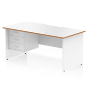 Impulse Scalloped Edge 1600mm Panel End Straight Desk With Single Fixed Pedestal