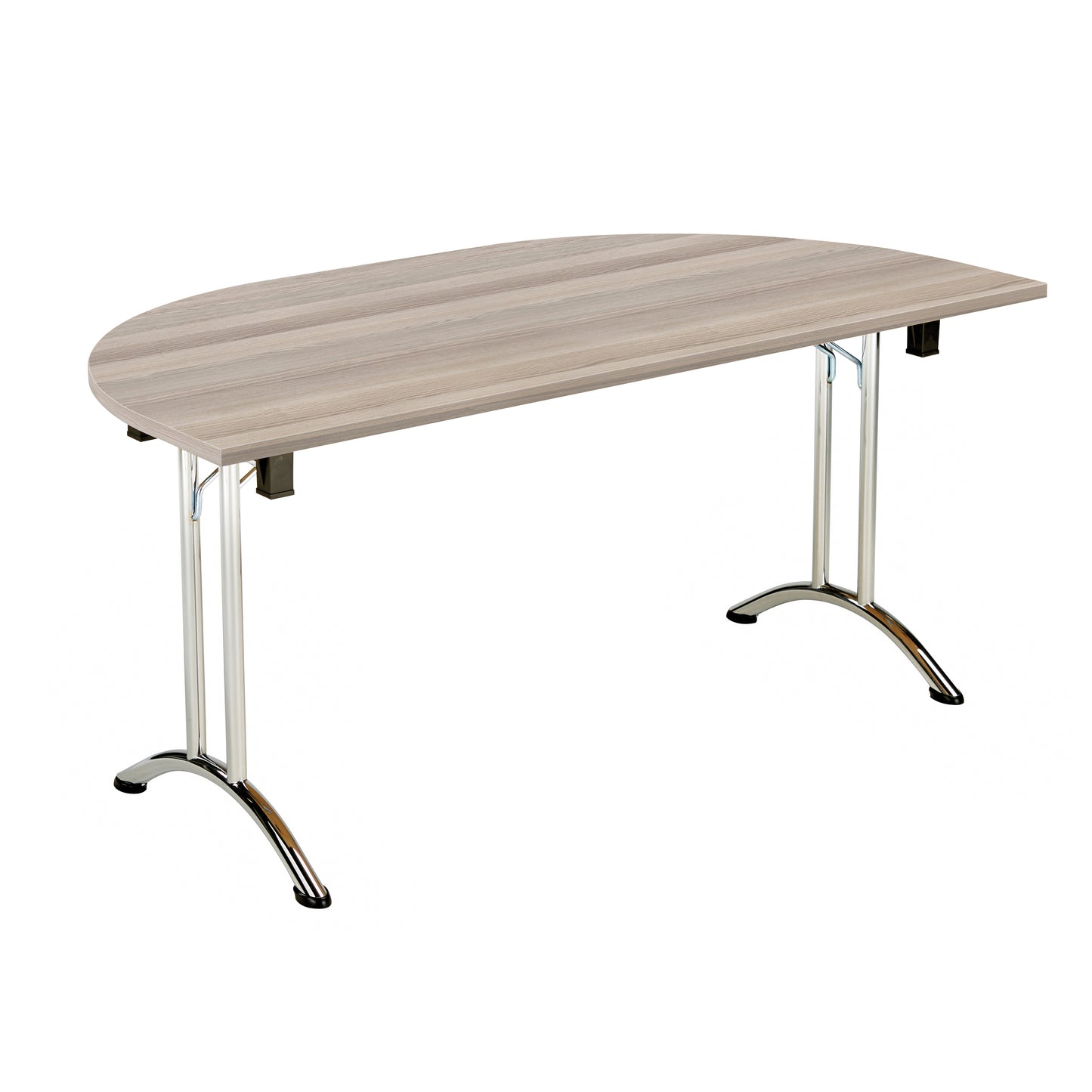 Aztec|Union|Folding Table (FSC)|D-End|Chrome/Grey Oak