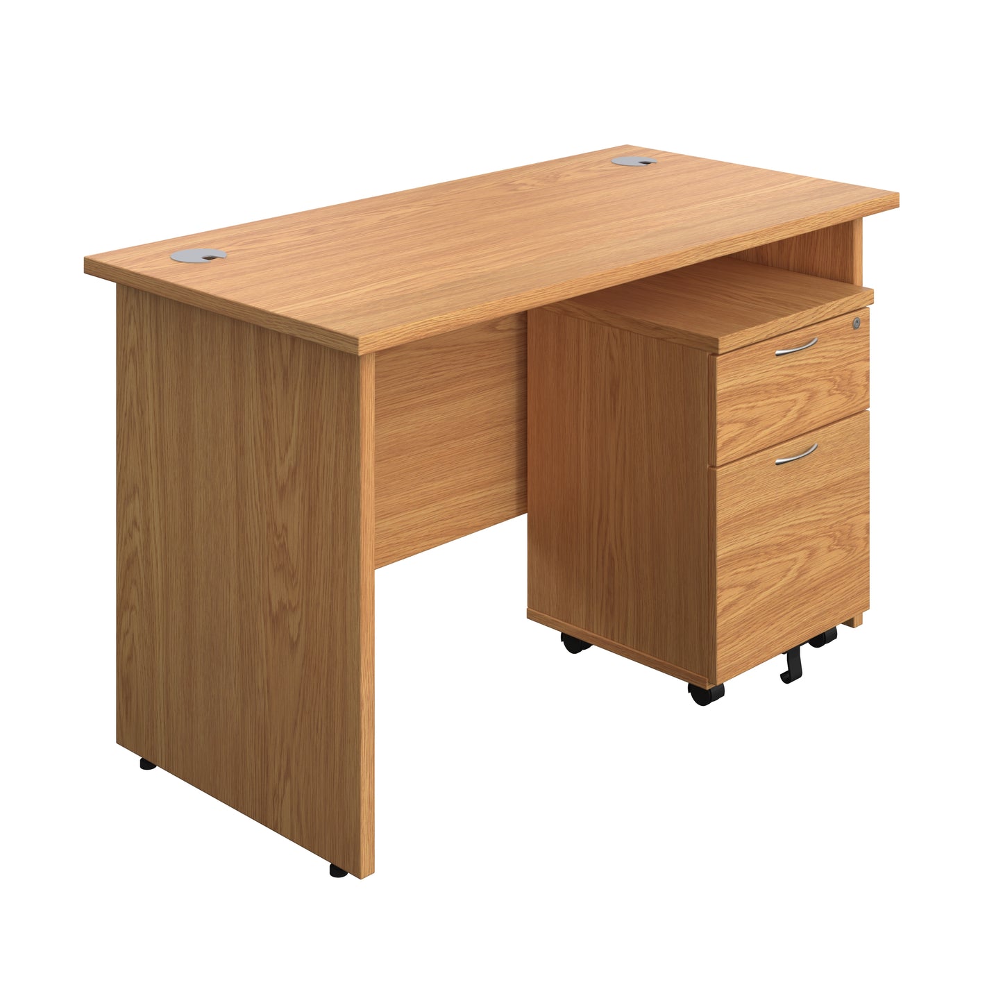 Aztec|Panel Plus|Rectangular Desk with 2 Drawer Mobile Pedestal|1200x600|Nova Oak-Nova Oak