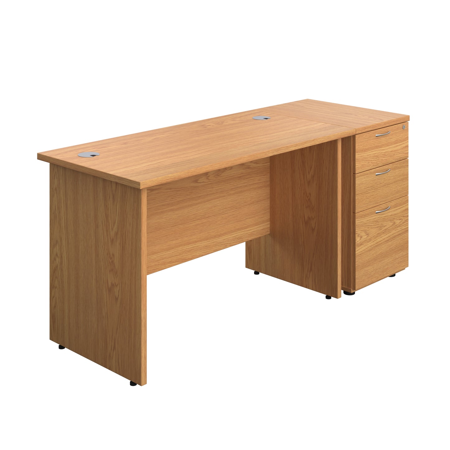 Aztec|Panel Plus|Rectangular Desk with 3 Drawer Desk High Pedestal|1200x600|Nova Oak-Nova Oak
