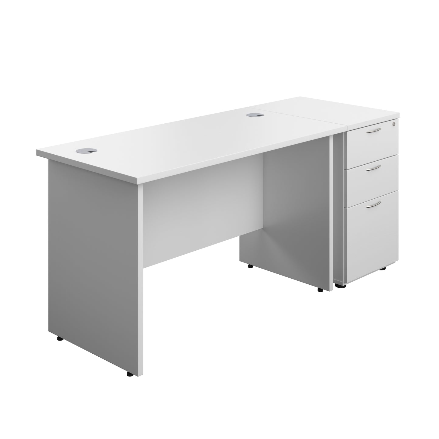Aztec|Panel Plus|Rectangular Desk with 3 Drawer Desk High Pedestal|1200x600|White-White