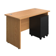 Panel Rectangular Desk + 3 Drawer Steel Pedestal Bundle (FSC)