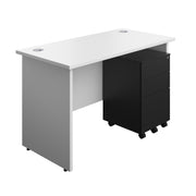 Panel Rectangular Desk + 3 Drawer Steel Pedestal Bundle (FSC)