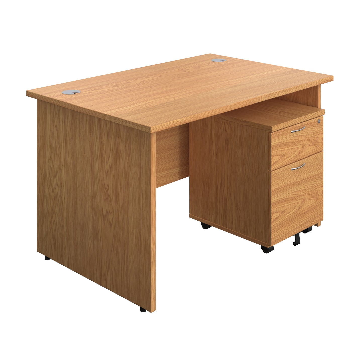 Aztec|Panel|Rectangular Desk with 2 Drawer Pedestal|1200x800|Nova Oak