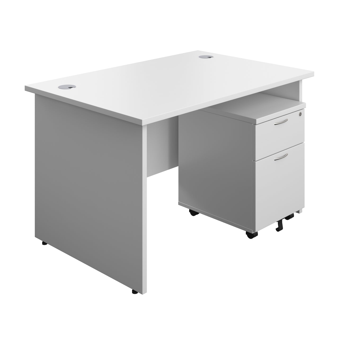 Aztec|Panel|Rectangular Desk with 2 Drawer Pedestal|1200x800|White