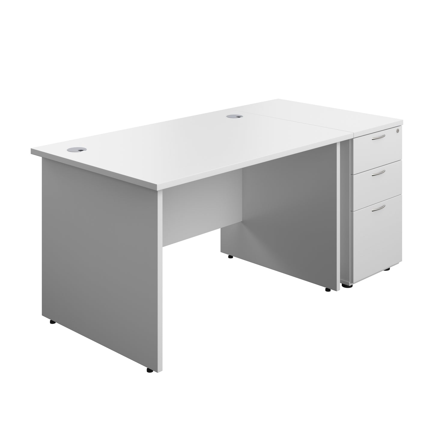 Aztec|Panel|Rectangular Desk with 3 Drawer High Pedestal|1200x800|White