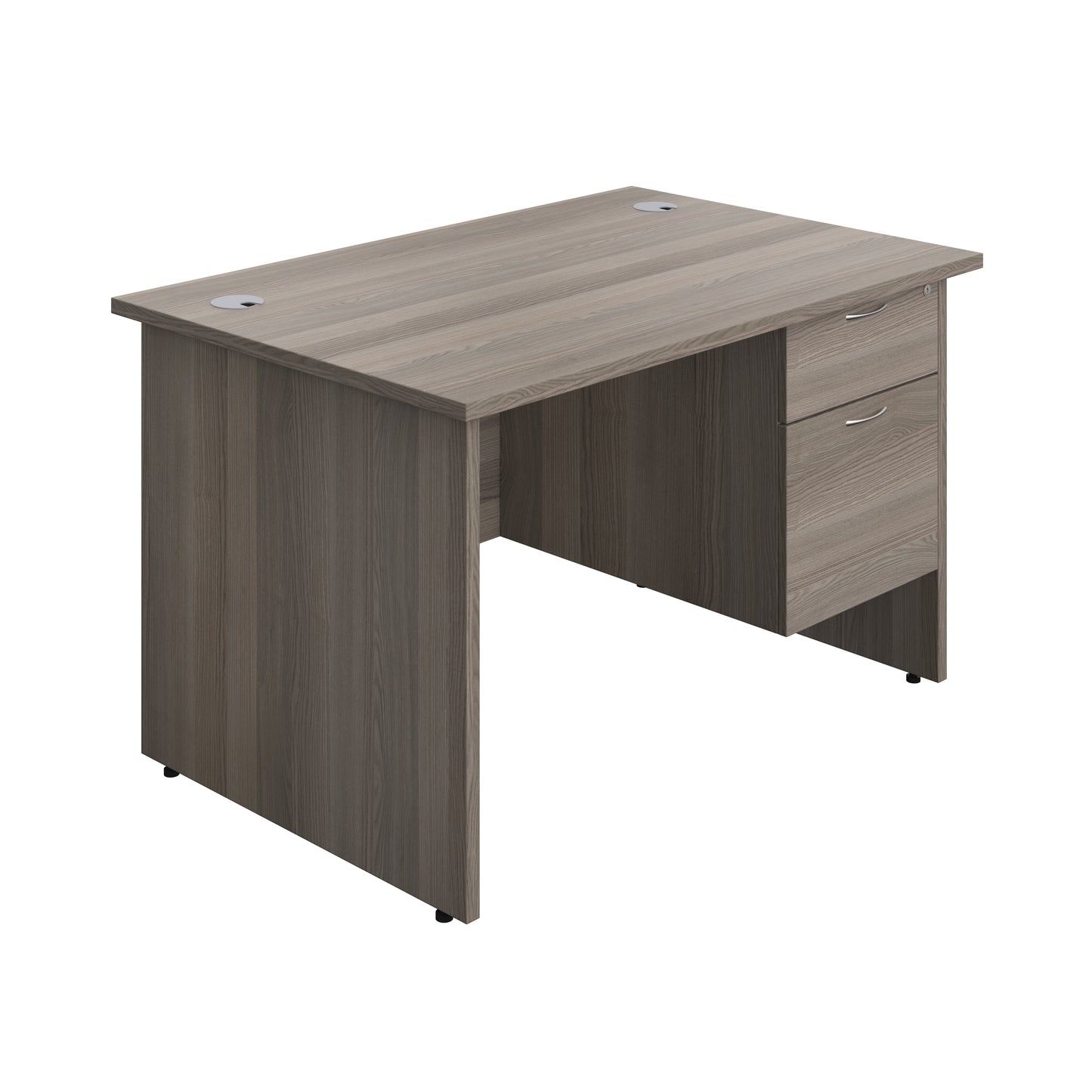 Aztec|Panel|Rectangular Desk with 2 Drawer Fixed Pedestal|1200x800|Grey Oak