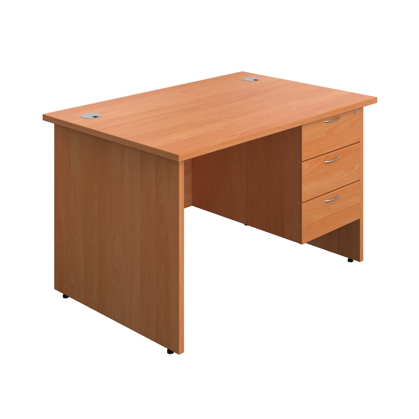 Aztec|Panel|Rectangular Desk with 3 Drawer Fixed Pedestal|1200x800|Beech