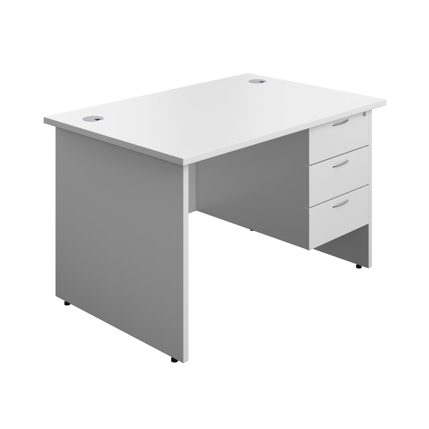 Aztec|Panel|Rectangular Desk with 3 Drawer Fixed Pedestal|1200x800|White