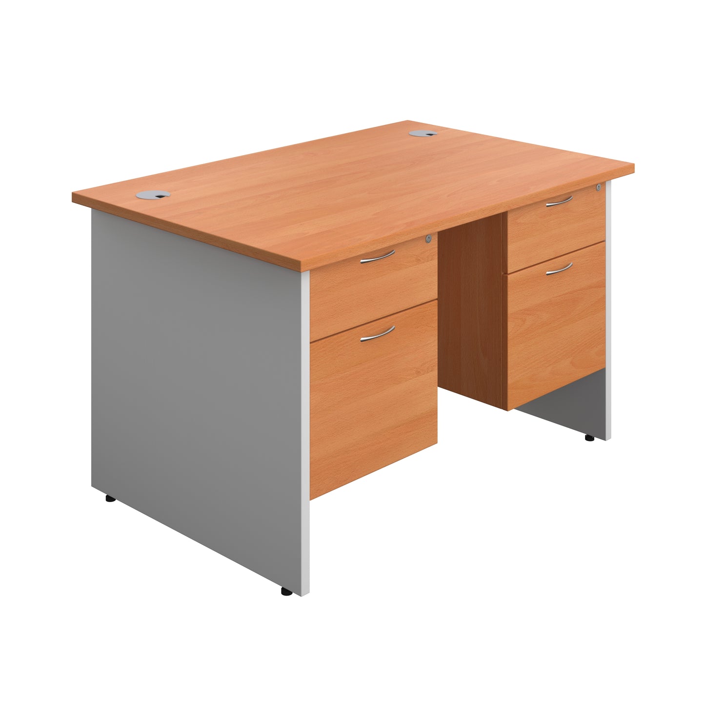 Aztec|Panel|Rectangular Desk with 2 and 2 Drawer Fixed Pedestal|1200x800|Beech-White