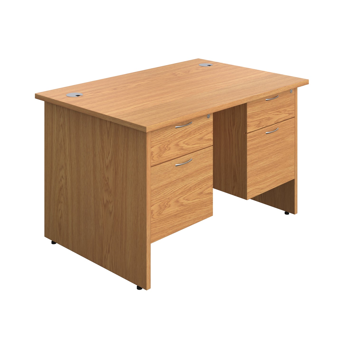 Aztec|Panel|Rectangular Desk with 2 and 2 Drawer Fixed Pedestal|1200x800|Nova Oak