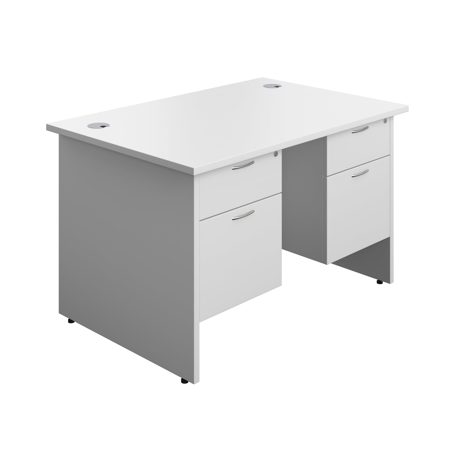 Aztec|Panel|Rectangular Desk with 2 and 2 Drawer Fixed Pedestal|1200x800|White