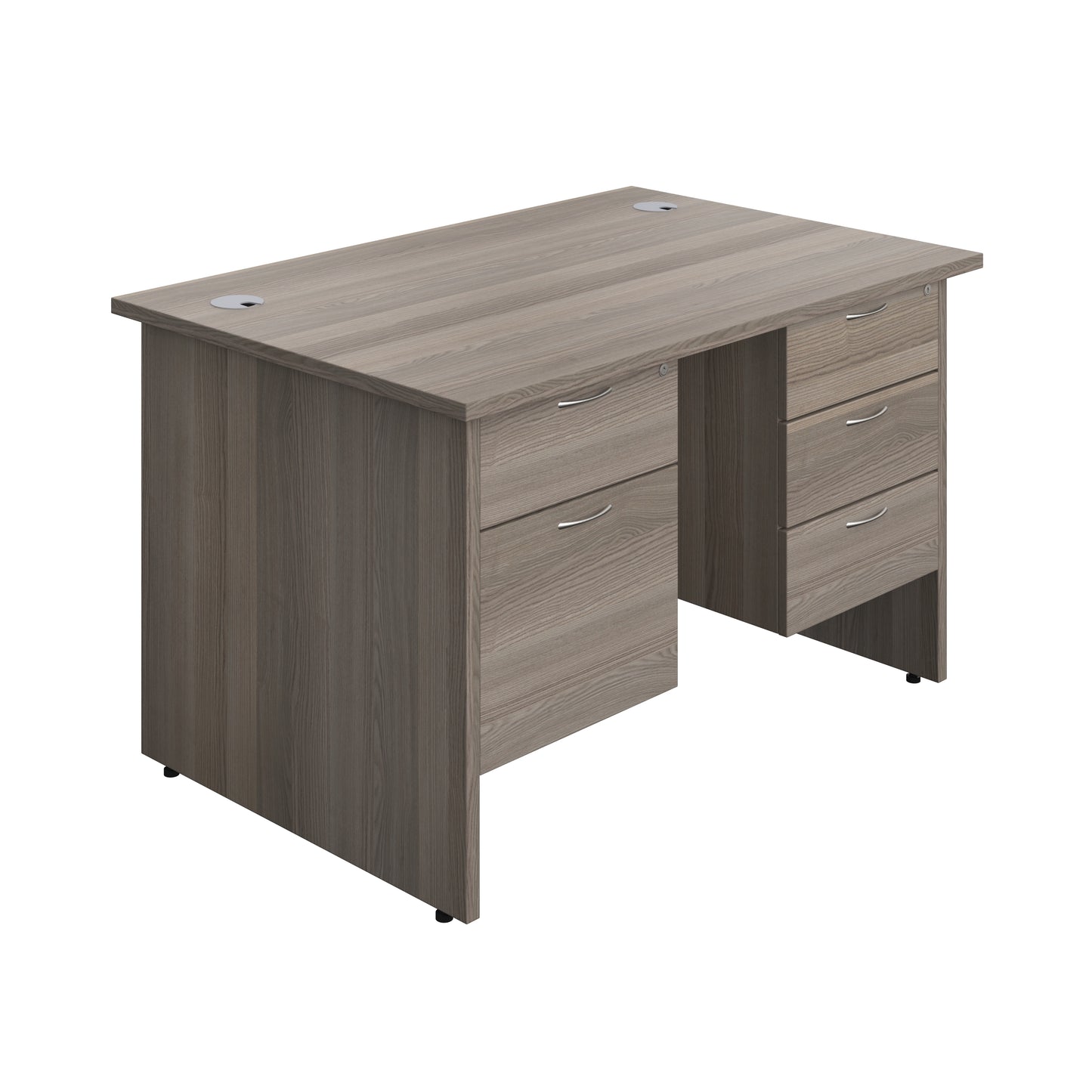Aztec|Panel|Rectangular Desk with 2 and 3 Drawer Fixed Pedestal|1200x800|Grey Oak