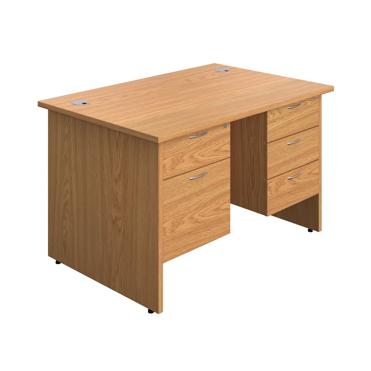Aztec|Panel|Rectangular Desk with 2 and 3 Drawer Fixed Pedestal|1200x800|Nova Oak