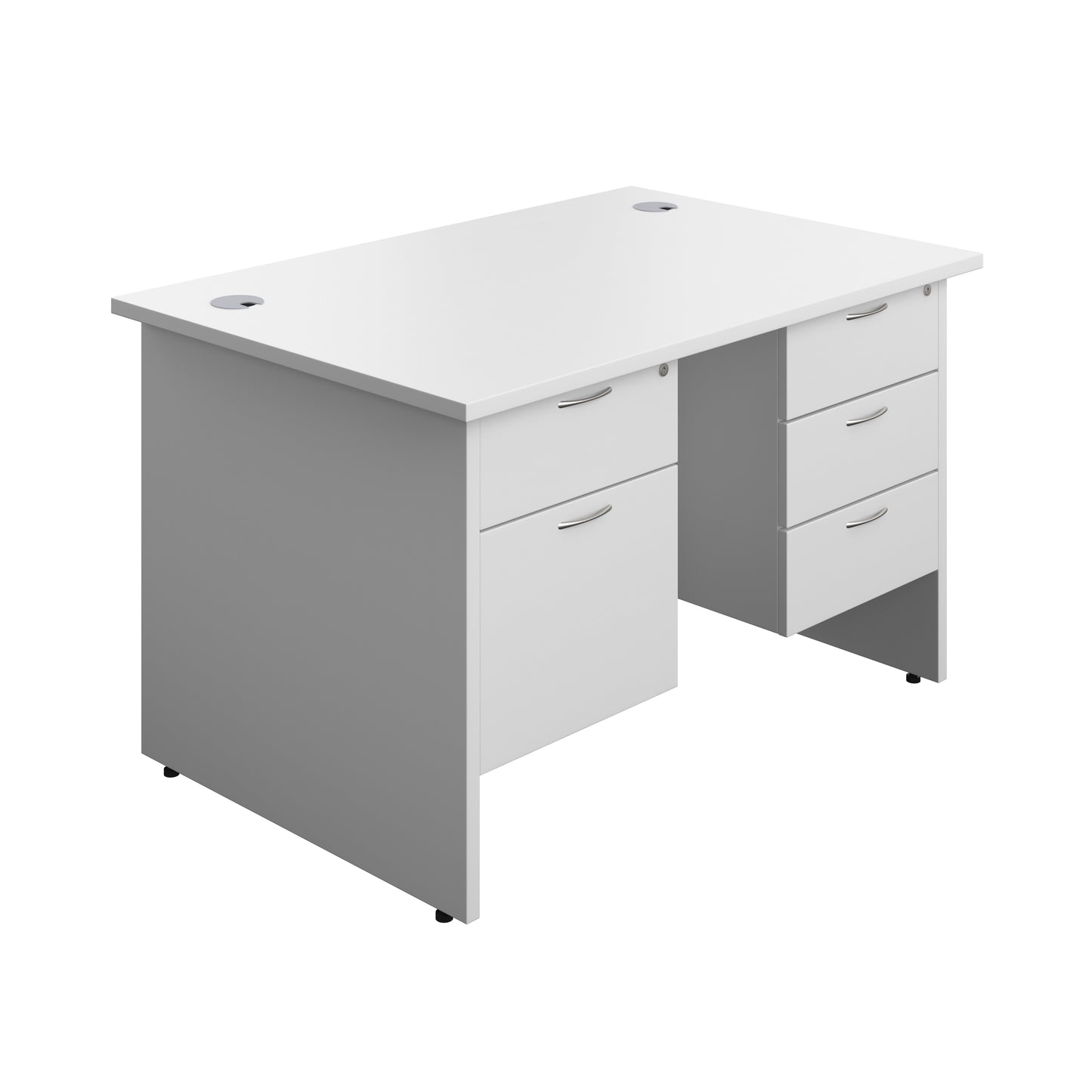 Aztec|Panel|Rectangular Desk with 2 and 3 Drawer Fixed Pedestal|1200x800|White