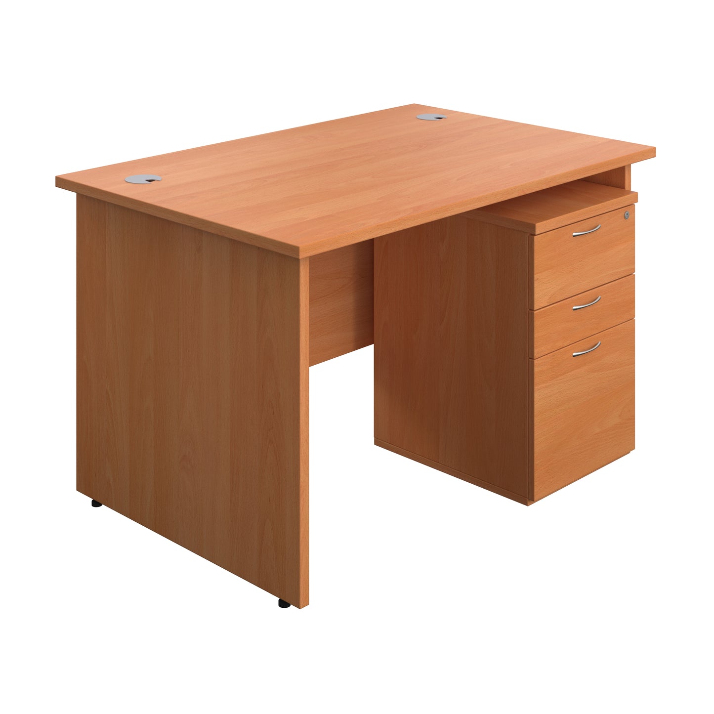 Aztec|Panel|Rectangular Desk with 3 Drawer High Mobile Pedestal|1200x800|Beech