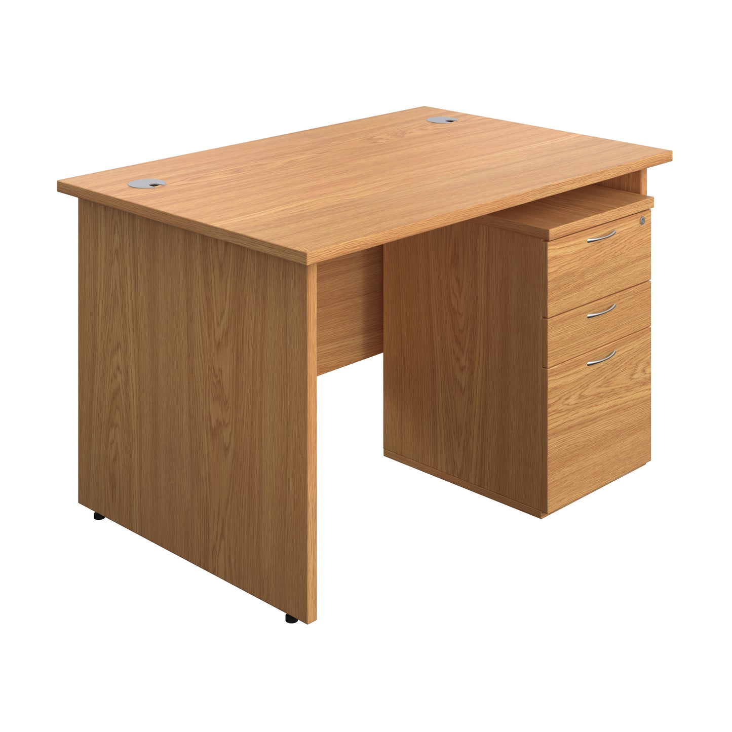 Aztec|Panel|Rectangular Desk with 3 Drawer High Mobile Pedestal|1200x800|Nova Oak