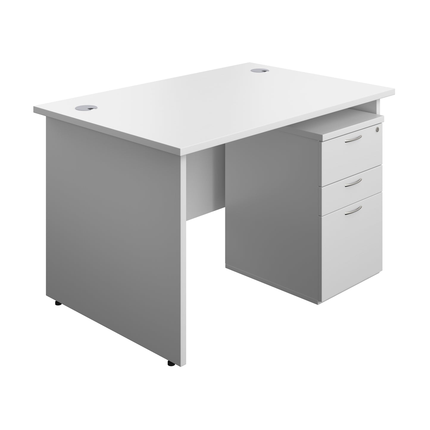 Aztec|Panel|Rectangular Desk with 3 Drawer High Mobile Pedestal|1200x800|White