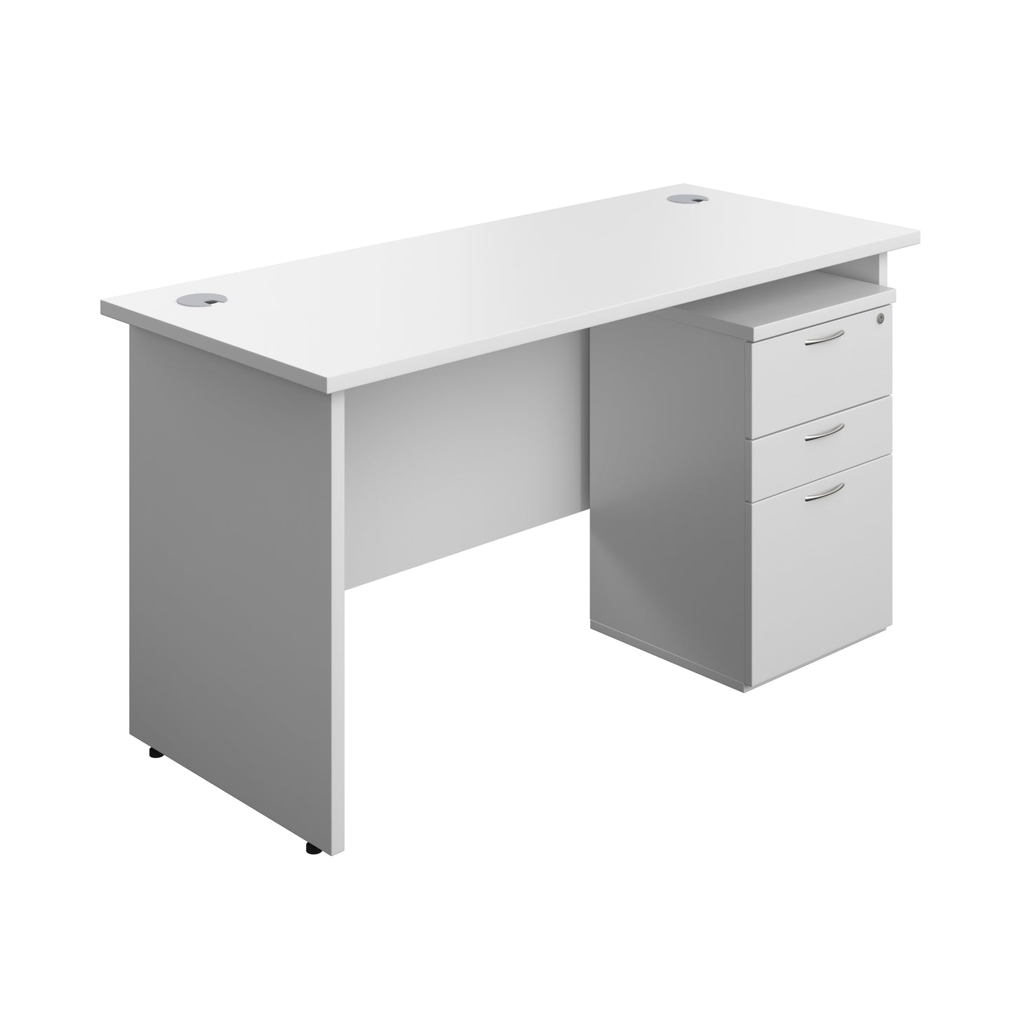 Aztec|Panel|Rectangular Desk with 3 Drawer High Mobile Pedestal|1400x600|White