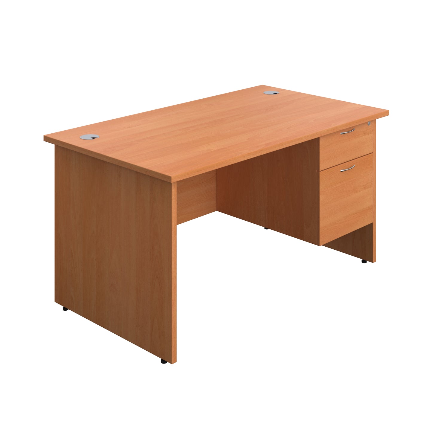 Aztec|Panel|Rectangular Desk with 2 Drawer Fixed Pedestal|1400x800|Beech