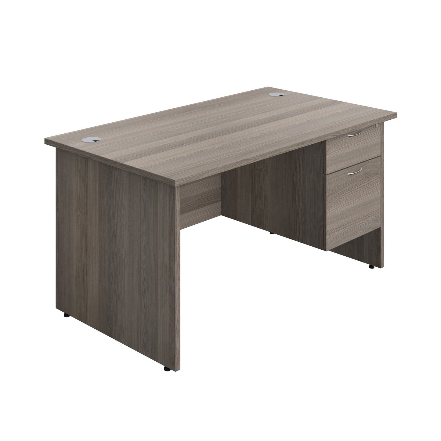 Aztec|Panel|Rectangular Desk with 2 Drawer Fixed Pedestal|1400x800|Grey Oak