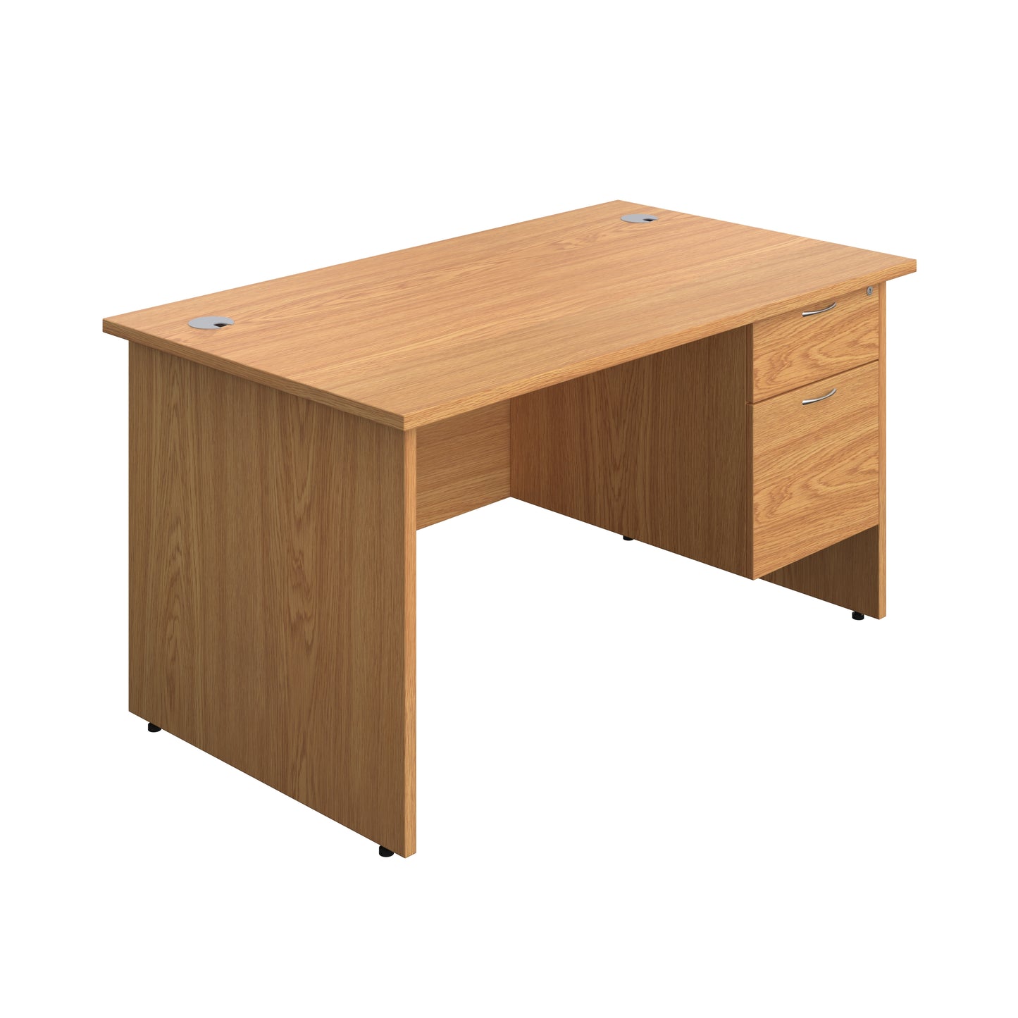 Aztec|Panel|Rectangular Desk with 2 Drawer Fixed Pedestal|1400x800|Nova Oak
