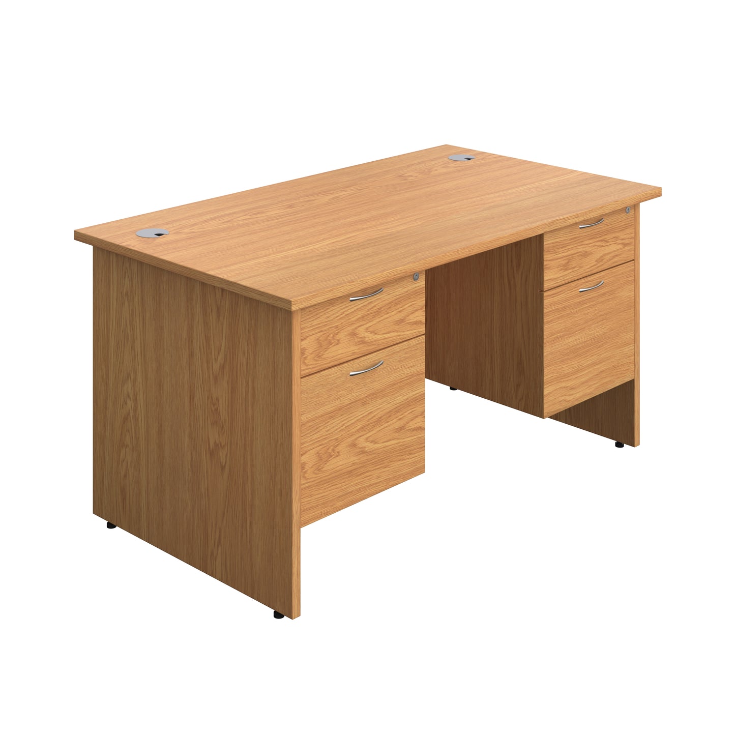 Aztec|Panel|Rectangular Desk with 2x2 Drawer Fixed Pedestal|1400x800|Nova Oak