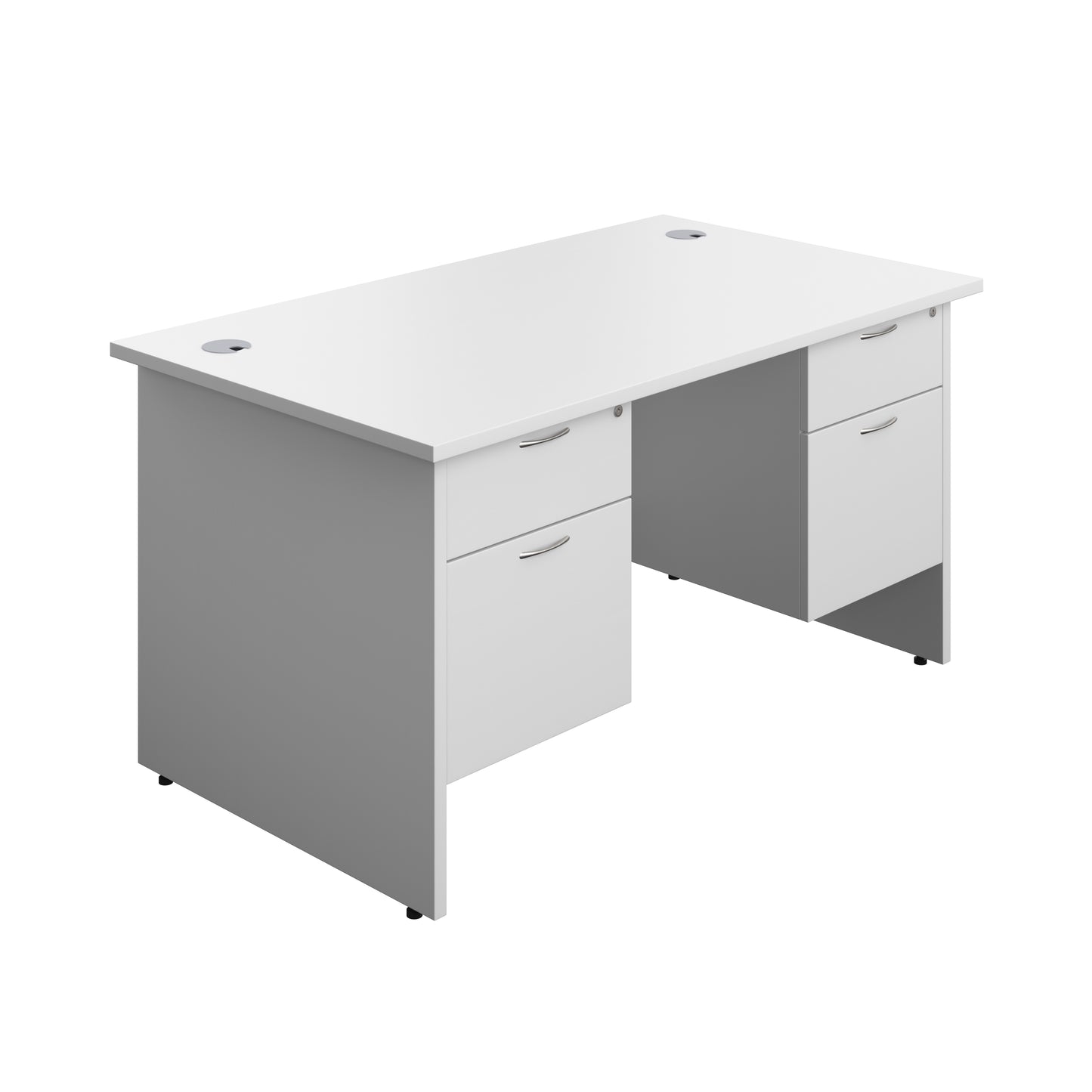 Aztec|Panel|Rectangular Desk with 2x2 Drawer Fixed Pedestal|1400x800|White