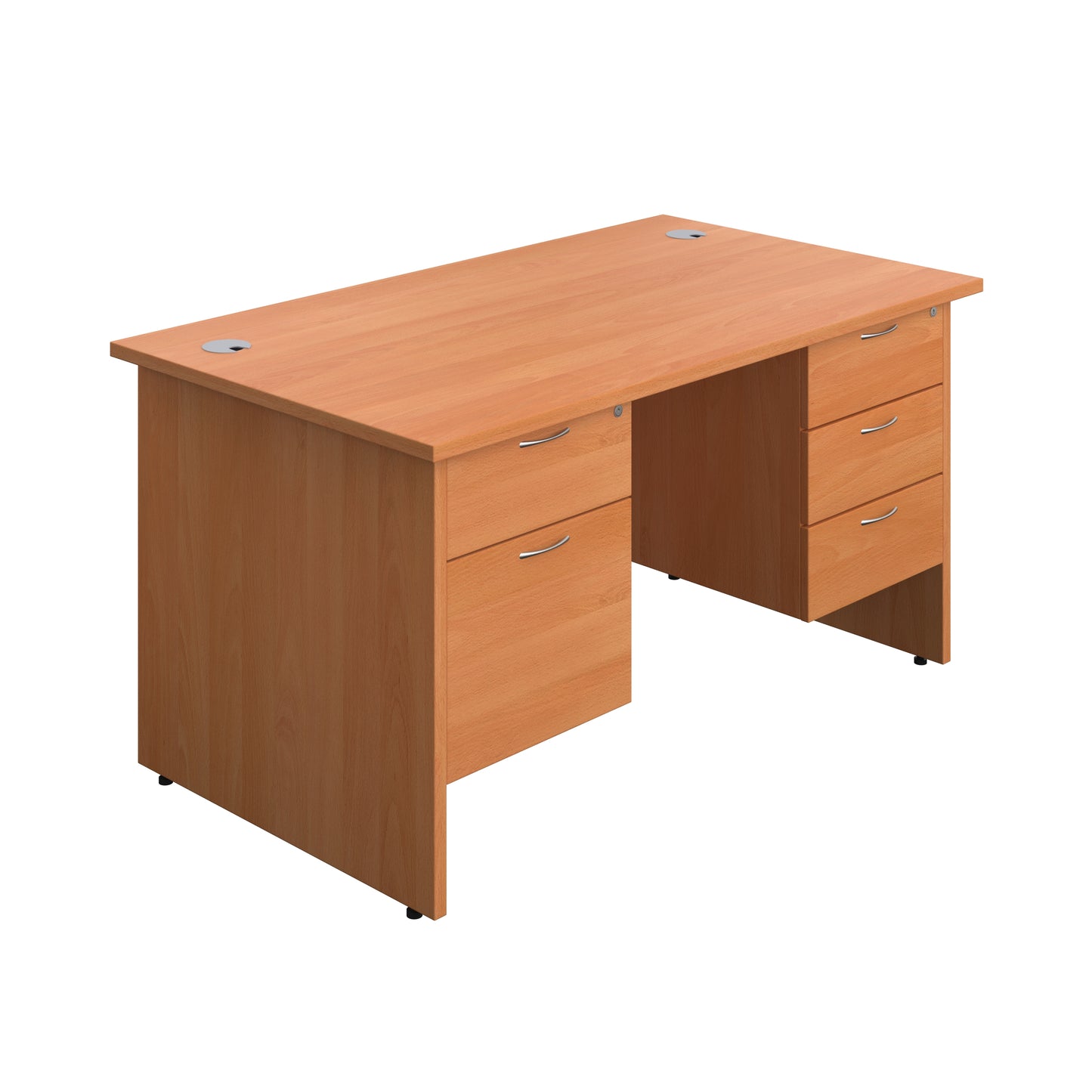 Aztec|Panel|Rectangular Desk with 2 & 3 Drawer Fixed Pedestal|1400x800|Beech