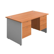 Panel Plus Rectangular Desk + 2 & 3 Drawer Fixed Pedestal Bundle (FSC)