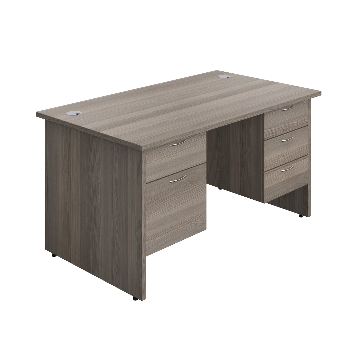 Aztec|Panel|Rectangular Desk with 2 & 3 Drawer Fixed Pedestal|1400x800|Grey Oak