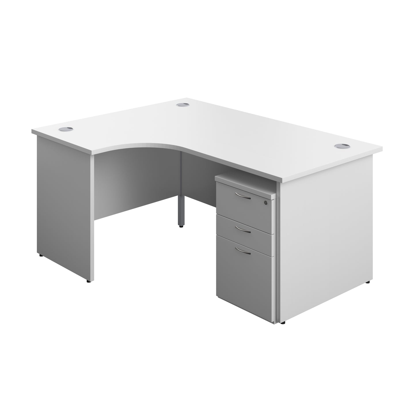 Aztec|Panel|Left Hand|Radial Desk with 2 Drawer Mobile Pedestal|1600x1200|Beech