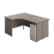 Panel Left Hand Radial Desk + 3 Drawer Slimline Steel Mobile Pedestal Bundle (FSC)