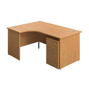 Panel Left Hand Radial Desk + 3 Drawer Under Desk Pedestal Bundle (FSC)