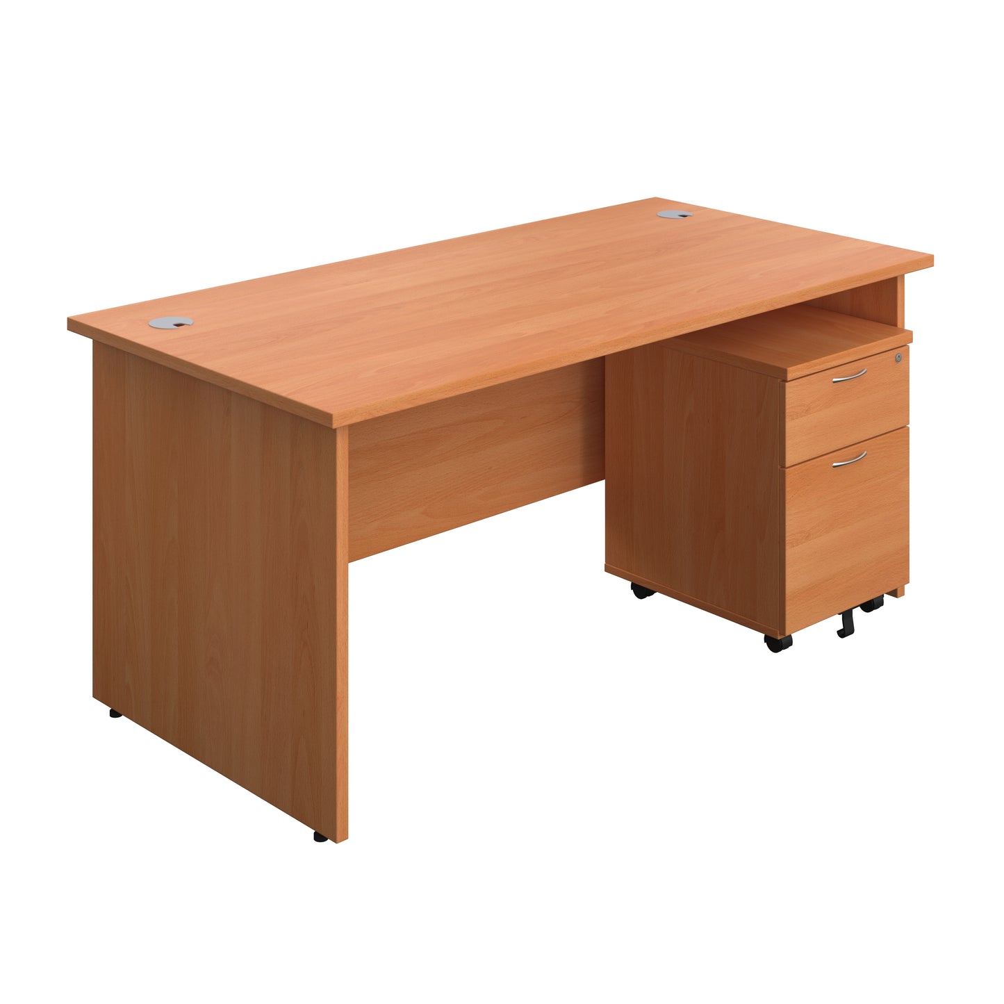 Aztec|Panel|Rectangular Desk with 2 Drawer Pedestal|1600x800|Beech