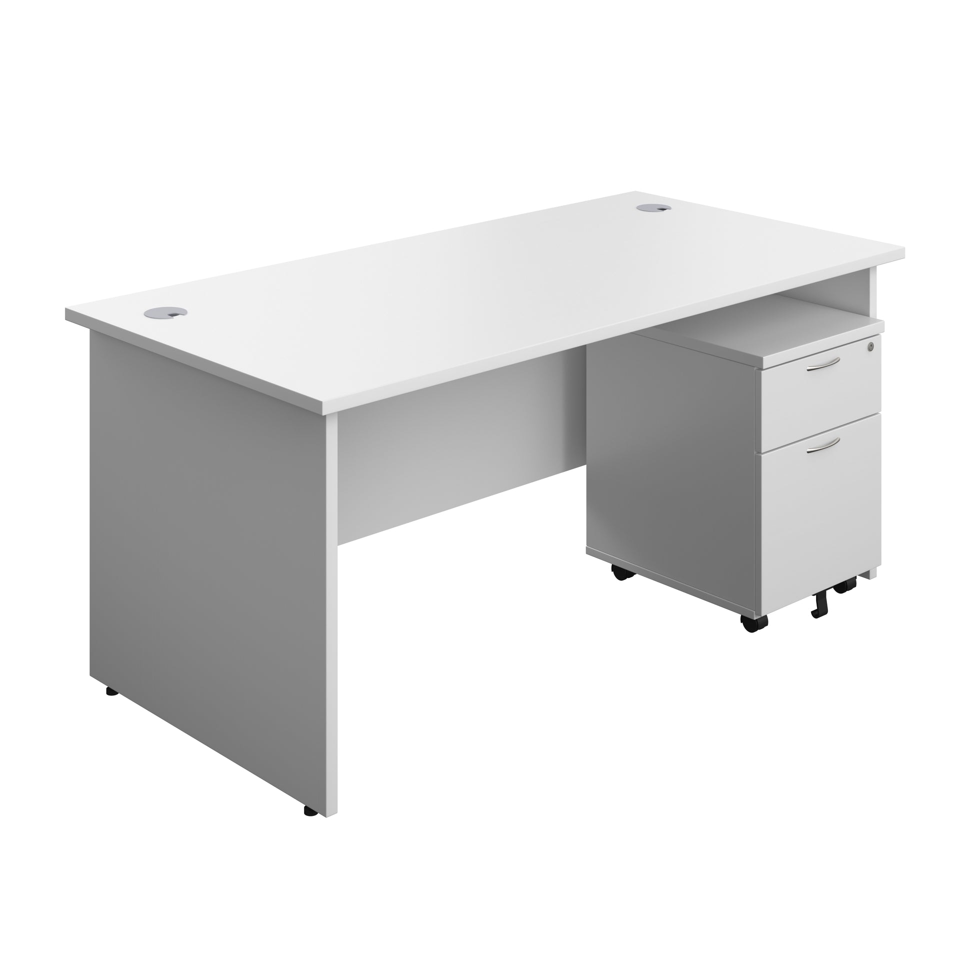 Aztec|Panel|Rectangular Desk with 2 Drawer Pedestal|1600x800|White