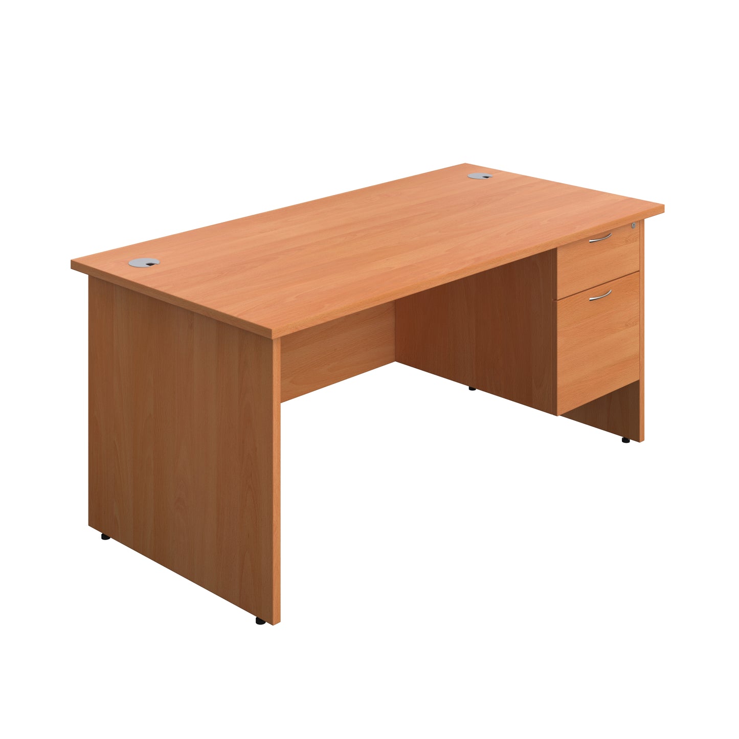 Aztec|Panel|Rectangular Desk with 2 Drawer Fixed Pedestal|1600x800|Beech