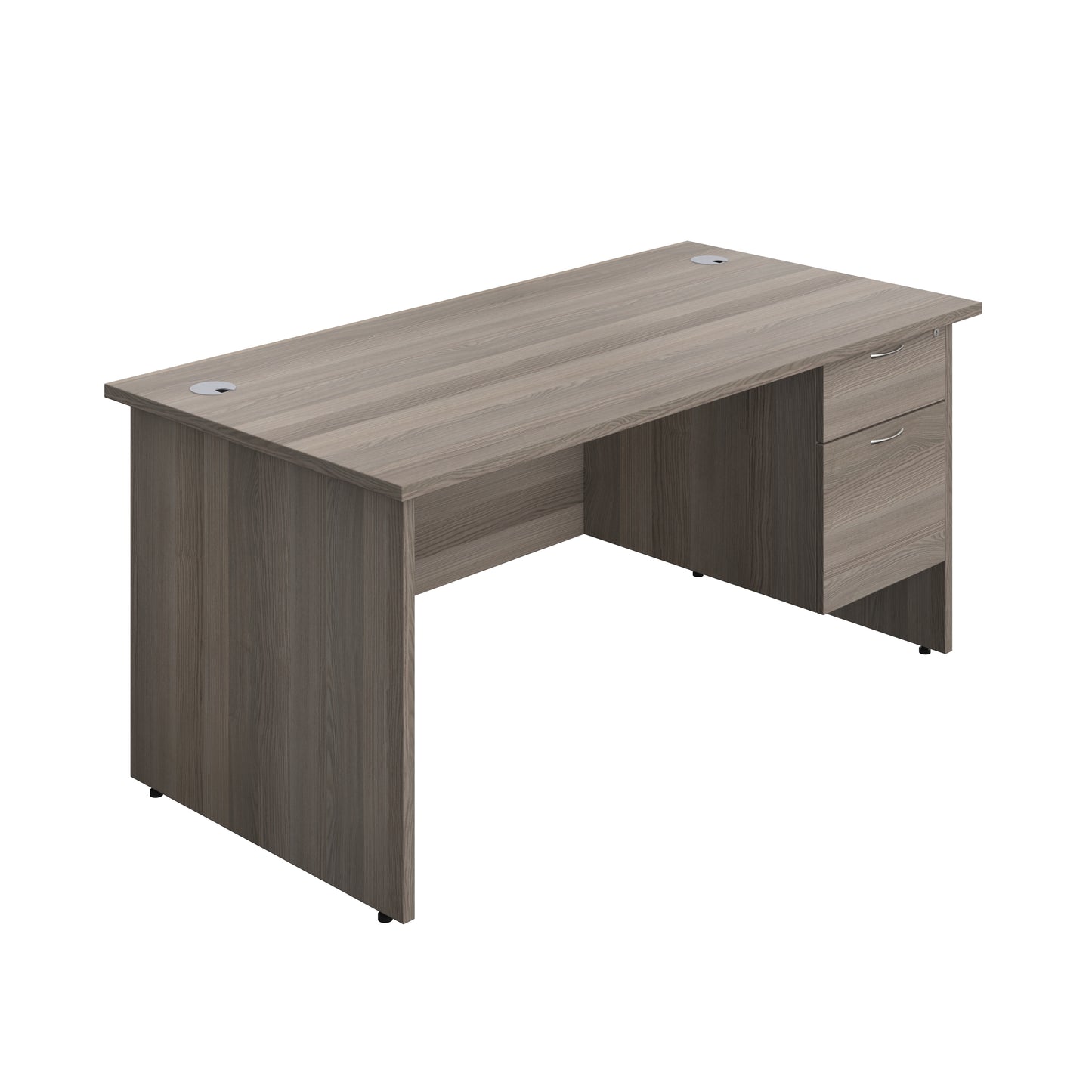 Aztec|Panel|Rectangular Desk with 2 Drawer Fixed Pedestal|1600x800|Grey Oak
