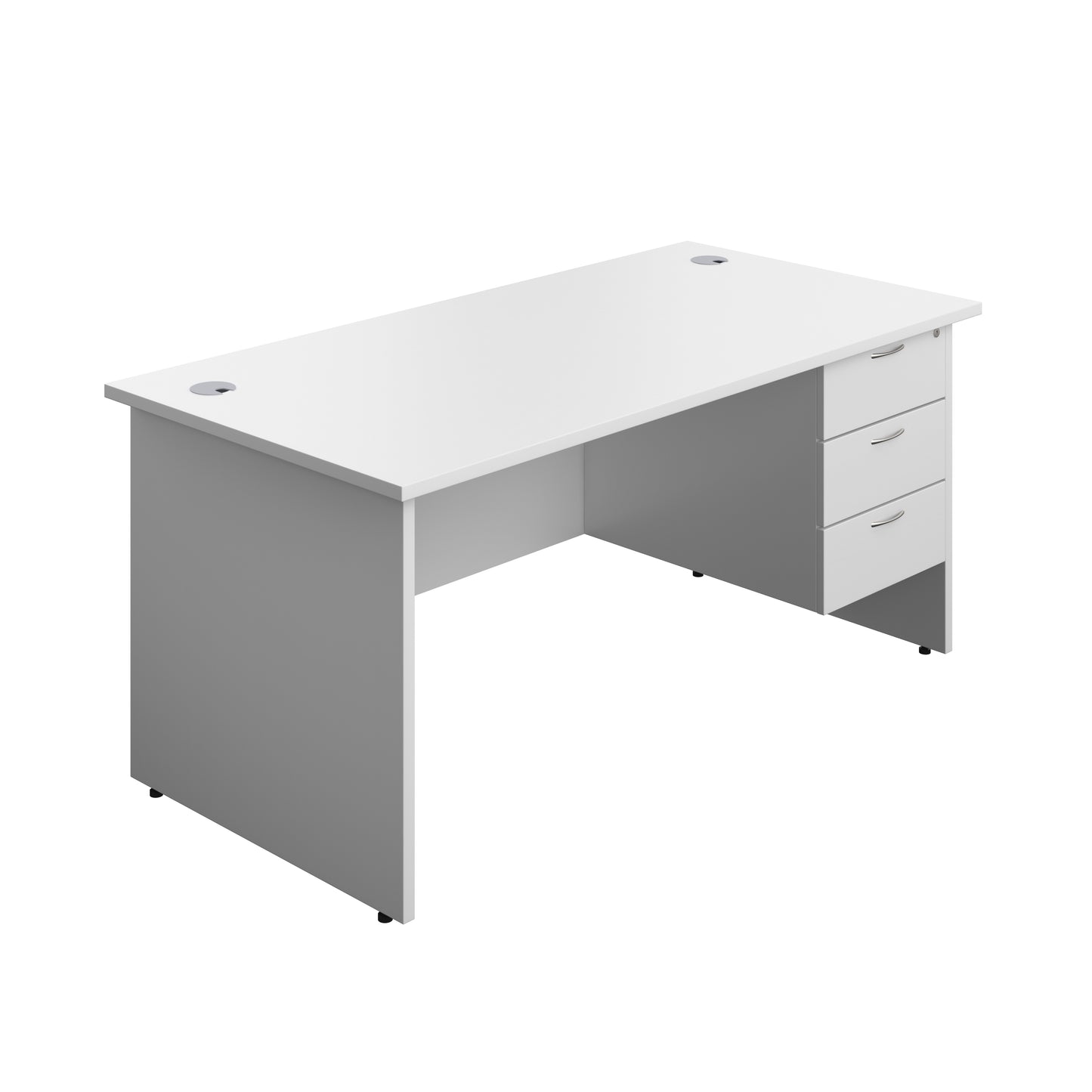 Aztec|Panel|Rectangular Desk with 3 Drawer Fixed Pedestal|1600x800|White