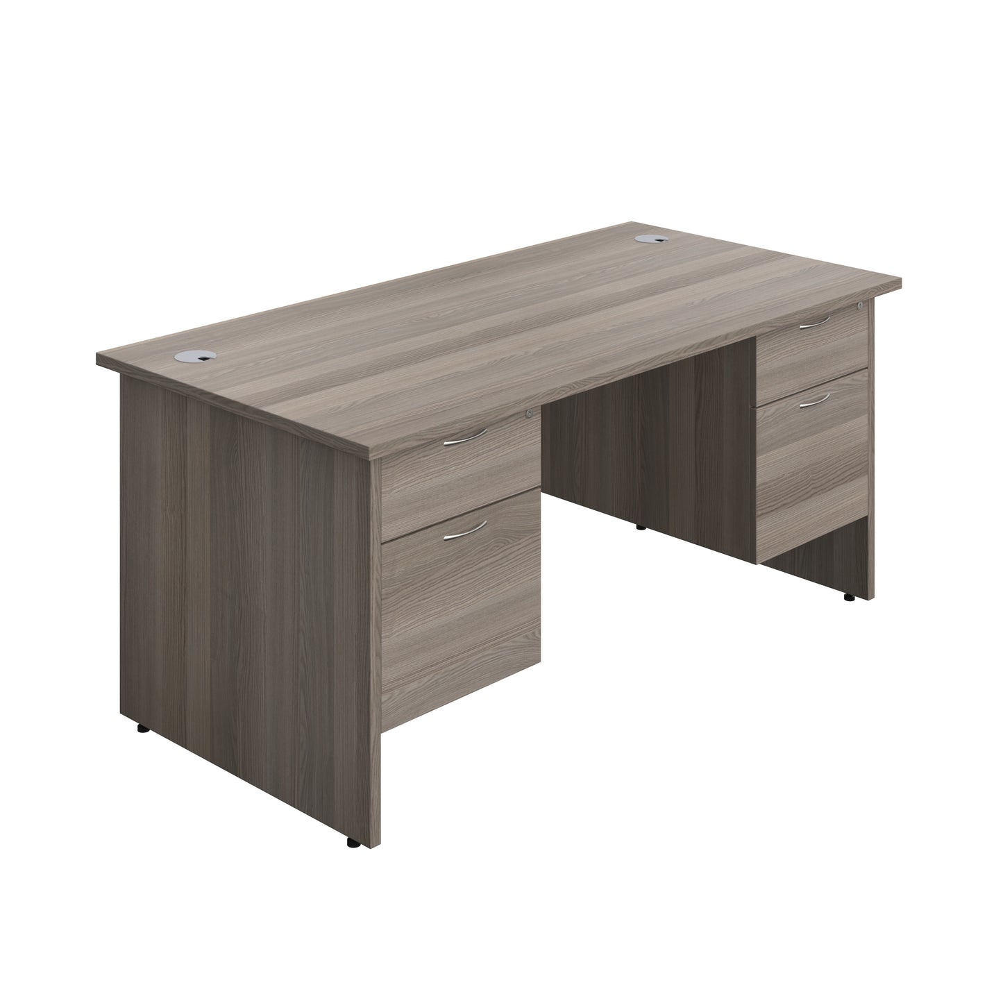 Aztec|Panel|Rectangular Desk with 2 and 2 Drawer Fixed Pedestal|1600x800|Grey Oak